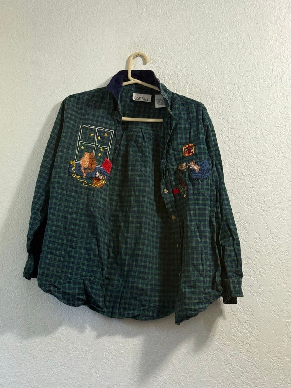 Vintage Cats Button Down Shirt S Animal Graphic Shirt 1980s 80s Kitty